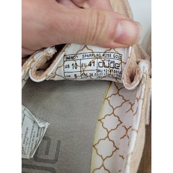 HEY DUDE Wendy Canvas Slip-On Shoes - Womens Size 10 - Sparkling Rose Gold - Picture 12 of 12